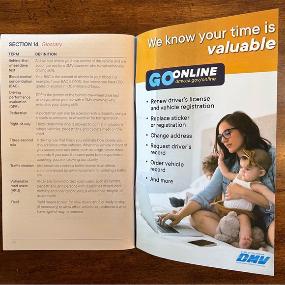 California Driver's Handbook DMV English Driver License Permit Test Manual - Picture 4 of 4